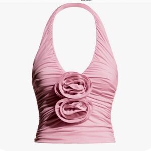 Magda Butrym H&M Rose Appliqué Top Small Pink